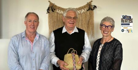 Nelson Tasman Hospice CE - Tony Gray, Previous Board Chair - John Peters and new Board Chair - Jenny Black.